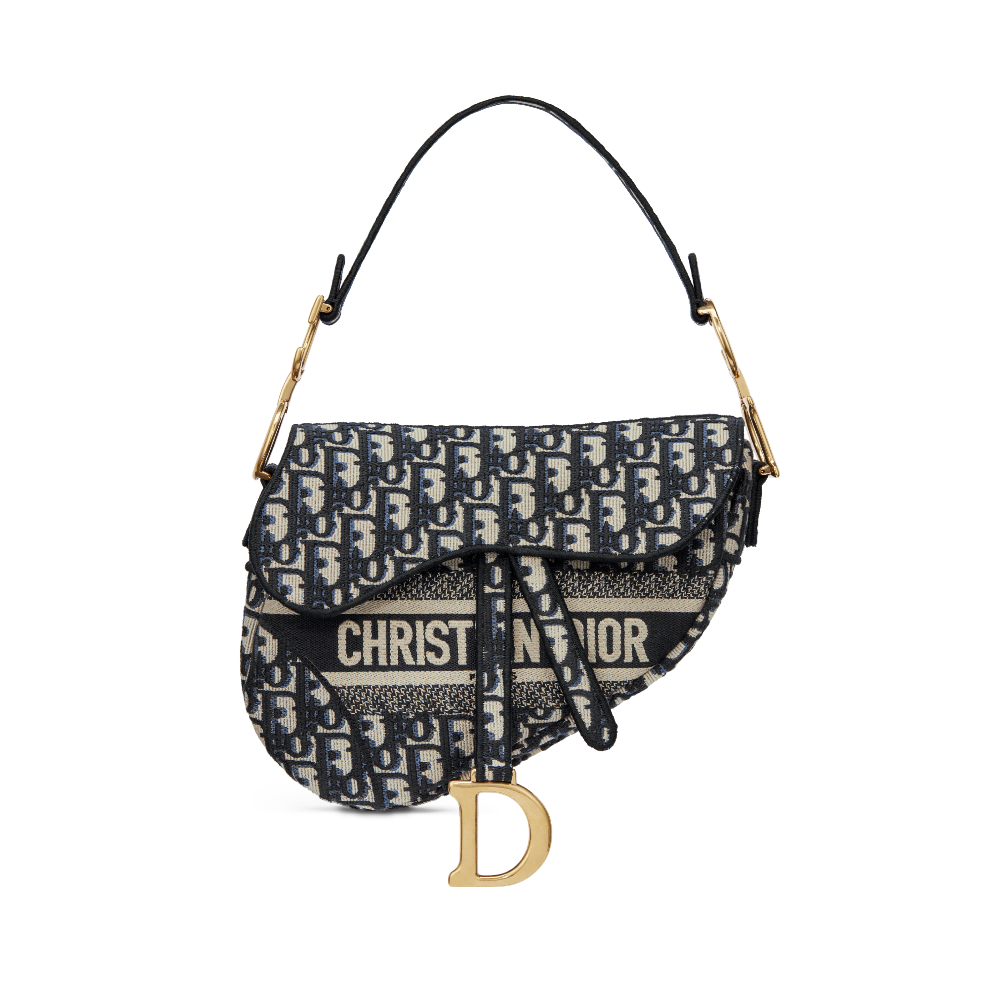 Christian Dior Dior DIOR SADDLE Saddlebag Jacquard Navy Blue / White Handbag  Shoulder Bag Lace Embroidery Embroidered CD