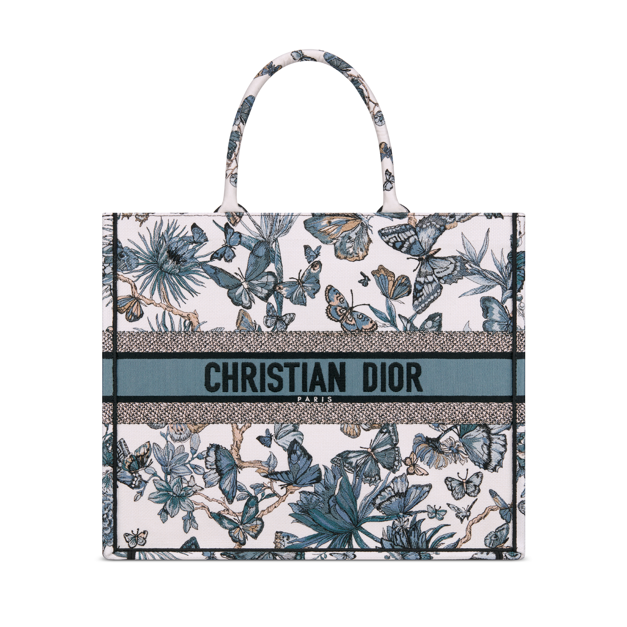 Dior - Large Dior Book Tote Ecru and Gray Toile de Jouy Embroidery (42 x 35 x 18.5 cm) - Women