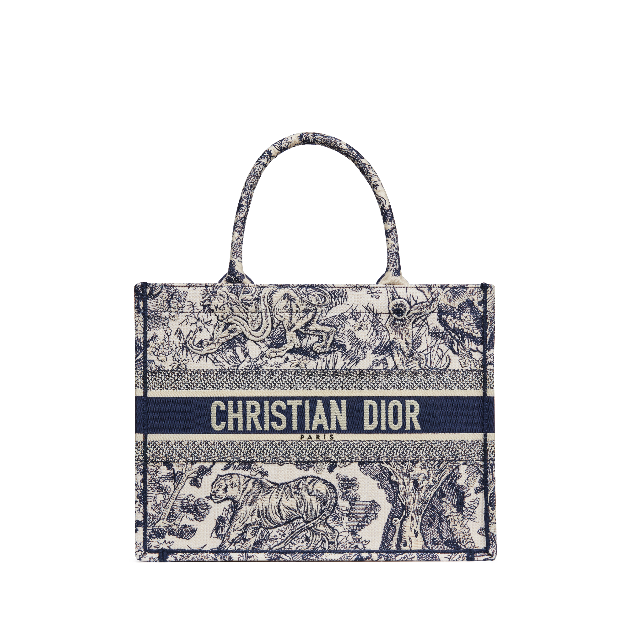 【未使用品】Christian Dior クリスチャンディオール ブックトート ミディアム M1296ZTDT_M808 トワル ドゥ ジュイ エンブロイダリー キャンバス ネイビー レディース メンズ トートバッグ ハンドバッグ