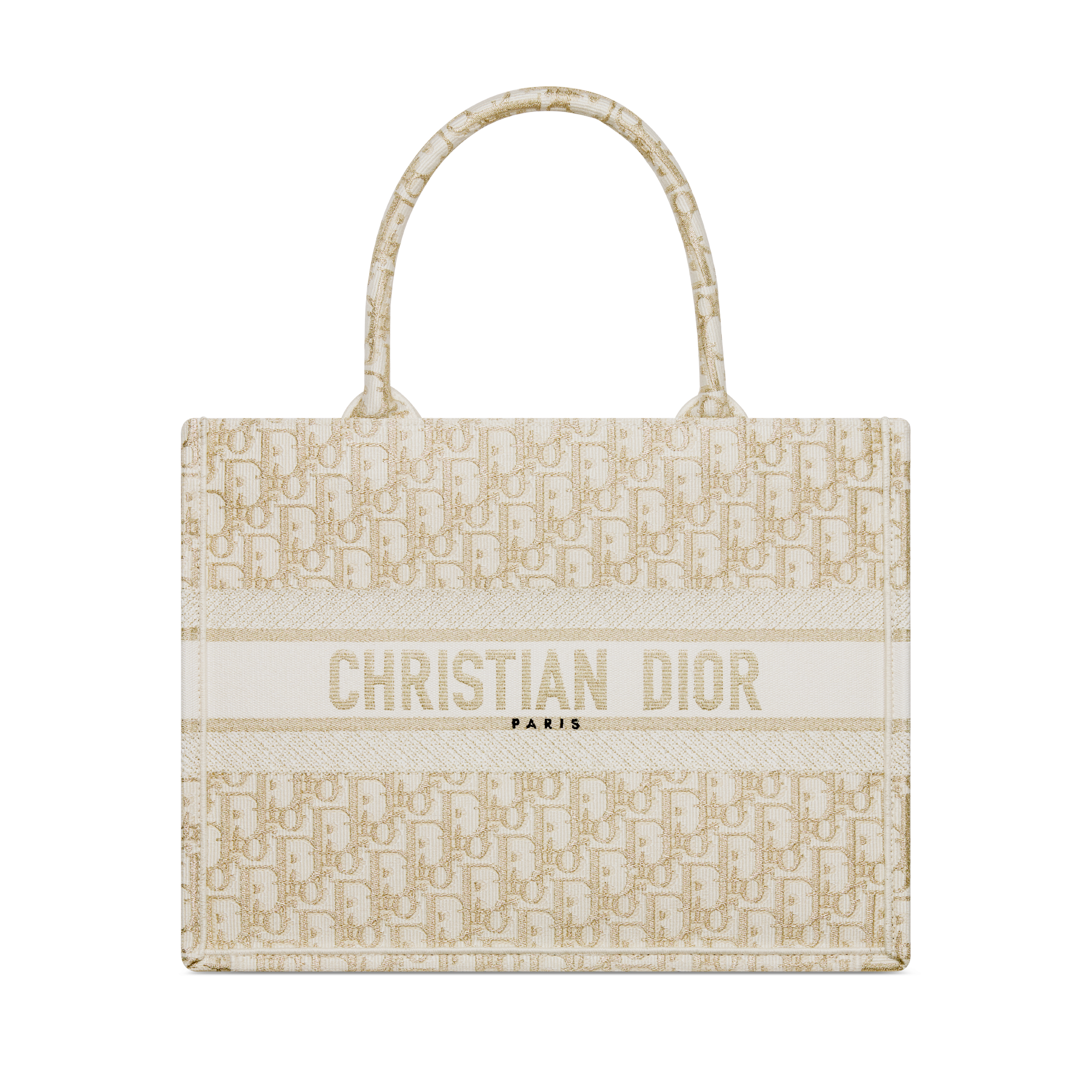Medium Dior Book Tote White and Gold-Tone Dior Oblique Embroidery (36 x ...