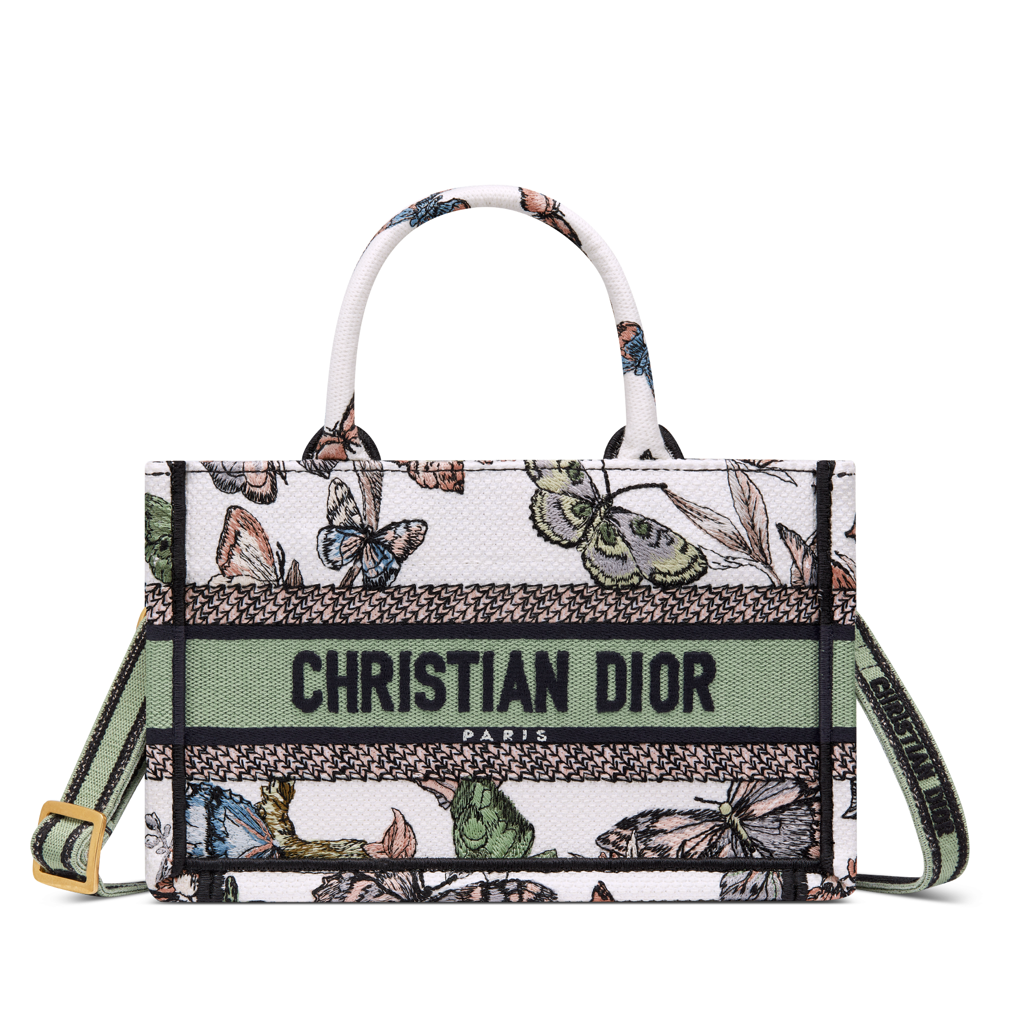 CHRISTIAN DIOR BOOK TOTE LIMITED EDITION, EMBROIDERED COTTON Bag Large  Size, New
