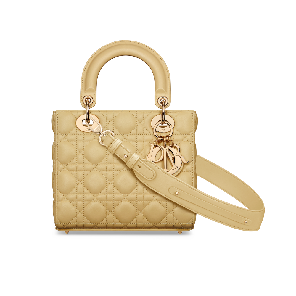 Dior Yellow Cannage Leather Mini Chain Lady Dior Tote For Sale at