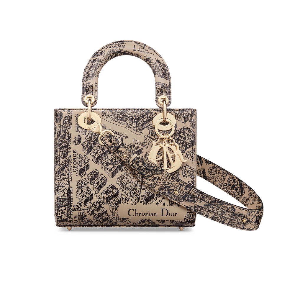 Kleine Lady Dior My ABCDior tas Beige en zwart kalfsleer met Plan