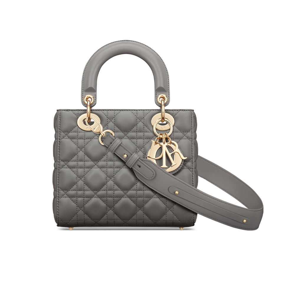 Small Lady Dior My ABCDior Bag Stone Gray Cannage Lambskin DIOR