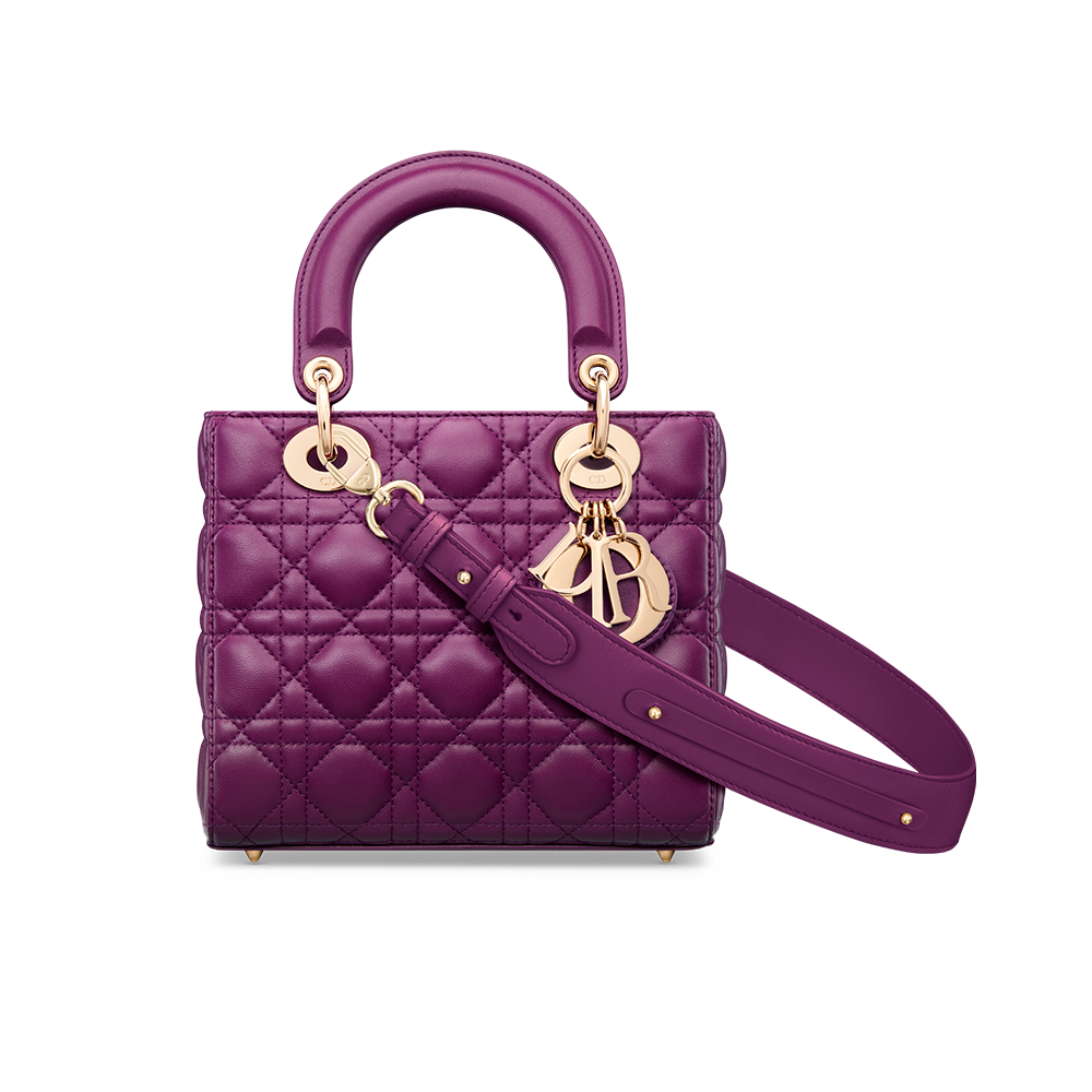Small Lady Dior My ABCDior Bag Mulberry Cannage Lambskin