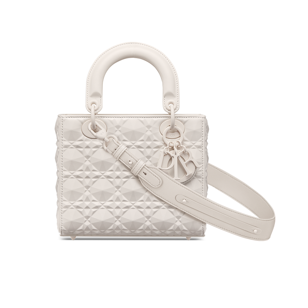 Mini Lady Dior Bag Latte Cannage Calfskin with Diamond Motif
