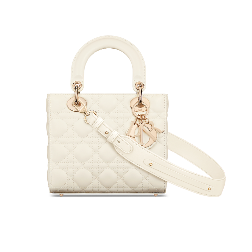 Small Lady Dior Bag Latte Grained Cannage Calfskin
